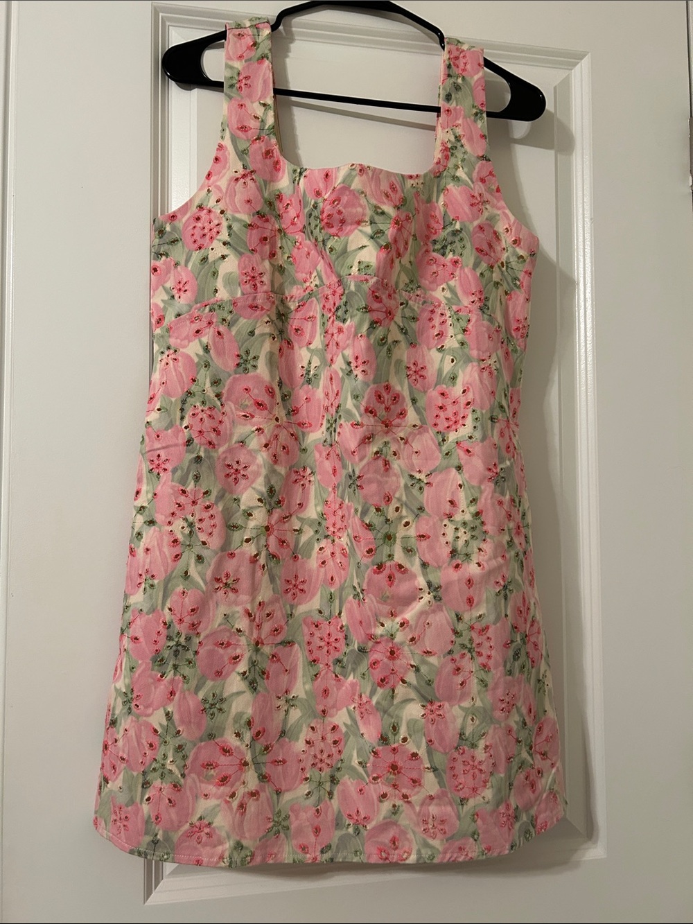 Love pink and green floral sleeveless dress